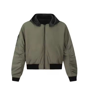 Veste en cuir PU réversible personnalisable pour hommes, col montant surdimensionné respirant brodé en bloc de couleurs, design d'hiver formel - Product Image 1