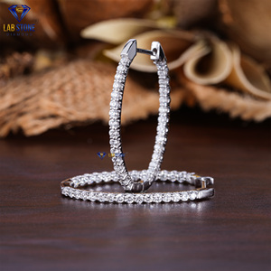 3.00 TDW Boucle d'oreille en or blanc avec diamant taillé rond par Labstone / Twist, Sparkle, Répéter/Couleur EF-VS - Product Image 1