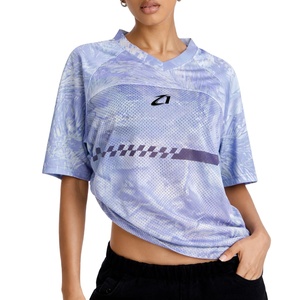 Camiseta de Fútbol Americano Ligera con Patrón Sublimado, Malla Transpirable de Poliéster para Mujer, Ropa Deportiva Personalizada Y2K, Servicio OEM - Product Image 1