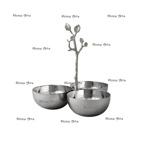 Newest design round shape decorative <b>bowl</b> premium quality <b>stainless</b> <b>steel</b> <b>bowl</b> with brass leaf handle in bulk - Product Image 4
