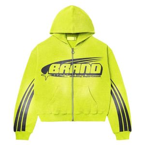 เสื้อฮู้ดซิปพิมพ์ลายตัวอักษรแอซิดจาด500GSM สำหรับผู้ชายเสื้อสไตล์สตรีทแวร์ - Product Image 5