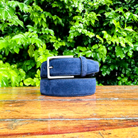 Ceinture unisexe en cuir de buffle recyclé, boucle à ardillon en laiton massif finition canon de fusil, véritable daim, largeur 35 mm, personnalisable