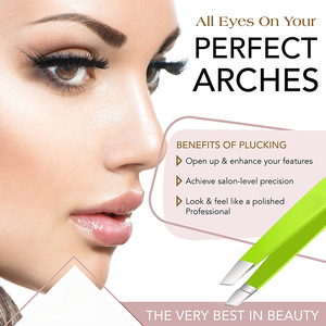 Pince à épiler pour sourcils en acier métallique de couleur verte, pointe inclinée, 4 pouces, pour enlever les poils du front, pince à épiler pour sourcils - Product Image 5