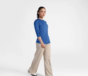 Top de alta calidad para mujer, 100% de algodón, transpirable, cuello redondo, manga larga, patrón sólido, estampado informal, ropa deportiva, camiseta para mujer - Product Image 6