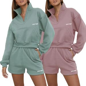 Ensemble de survêtement pour femme de haute qualité, écologique, respirant, léger, à séchage rapide, extensible dans les quatre sens, avec fermeture éclair 1/4 - Product Image 5