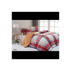 Juego de Edredón Doble Boris Rojo Crudo, Edredón y Funda de Almohada, Tela Ecológica Premium, Hipoalergénica, Fácil Cuidado - Product Image 1