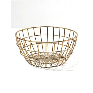 Top Selling Decorative Wholesale Low Rate in India Iron Wire Basket Luxury Kitchen Accessories Classic Style Metal Fruit Basket