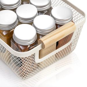 3-Piece <b>Wire</b> <b>Basket</b> Set with Wooden Handle - Kitchen & Home Storage Organizer / Black - Product Image 5