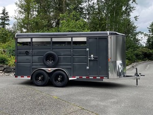 Remorque flottante neuve en acier avec parois latérales pour le transport de bétail, capacité de 6440 lb. Charge utile 17'x6'6 - Product Image 2