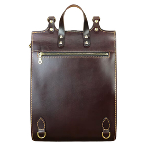 Sac à dos d'extérieur en cuir véritable, grande capacité, imperméable, écologique, pour les voyages d'affaires, l'école, multi-poches, fermeture éclair, arqué - Product Image 2