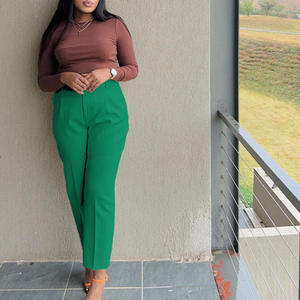 Lady Casual High <b>Waist</b> <b>Belted</b> Solid Zippers Straight Leg Office Suit Pants Women - Product Image 6