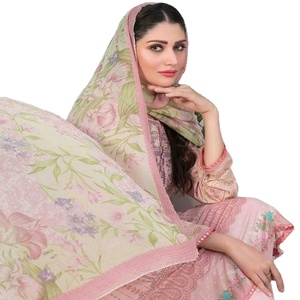 Trajes de 3 piezas de césped paquistaní de marca Original, diseño de bordado Tawakkal, botón tejido de encaje de cintura Natural a la moda - Product Image 1