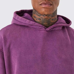 Conjunto de Sudadera con Capucha y Pantalones Deportivos para Hombre, Estilo Holgado, Grueso, Sólido, Otoñal, Desgastado, 450 g/m², Lavado Ácido Vintage - Product Image 3