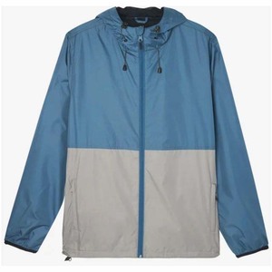 Windbreak Waterproof Breathable Quick Dry Patchwork <b>Rain</b> <b>Jacket</b> <b>Lightweight</b> Polyester Windbreaker Hooded Collar Zipper Closure - Product Image 3