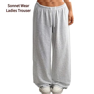 กางเกงวอร์มทรงแบ็กกี้ผ้าฝ้ายขากว้างสำหรับผู้หญิงกางเกงโอเวอร์ไซส์แบบผูกเชือกสำหรับฤดูหนาวตามสั่ง - Product Image 5