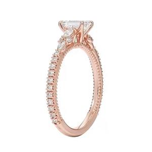 Bague solitaire Moissanite en argent sterling S925 pour le désherbage Bague en diamant Moissanite taille émeraude Placage Fiançailles - Product Image 2