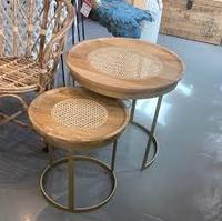 Mesa de ratán de madera 2024 y mesa de centro de ratán, mesa auxiliar de ratán MOQ 20 Ps para muebles de sala de estar y dormitorio de lujo