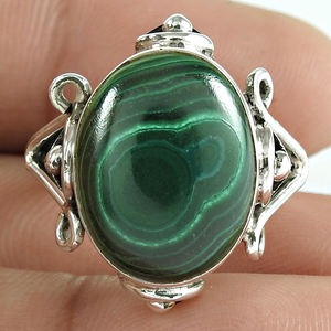 Jolie bague en argent de style bohème livrée avec une pierre précieuse en malachite fabriquée à partir de lunette en argent sterling 925 faite à la main - Product Image 2