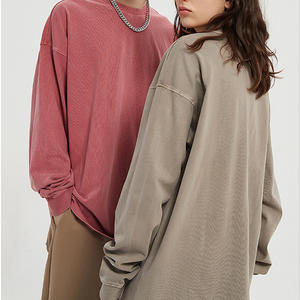 310 Gsm nouveau Style col rond personnalisé à manches longues T-shirt lavé à l'acide poids lourd hommes à manches longues T-shirt pour hommes livraison DDP - Product Image 5