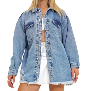 Chaqueta vaquera personalizada para mujer con manga larga y bolsillo largo para mujer, chaqueta vaquera lavable y acolchada para mujer, chaqueta vaquera de invierno para mujer - Product Image 1