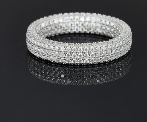 Anillo de Eternidad Aniva Fashion, Plata de Ley S925, Tres Hileras, Diamantes de Laboratorio con Corte Brillante, Certificado IGI, para Mujer y Hombre - Product Image 4