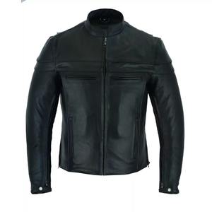 Veste de moto en cuir de vachette Racer Cafe Racer de qualité supérieure pour hommes avec fermeture à glissière Vestes en cuir pur personnalisées pour hommes MS-LJ-047 - Product Image 1