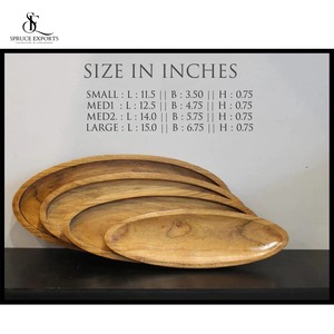 Bestseller Elegant Handcrafted Natural Oval Wood Serving Tray Modern Design Enamel Finish for Dining Wedding Diwali <b>Decor</b> - Product Image 4