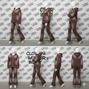 ชุดวอร์มขายส่ง กางเกงขาบาน เสื้อฮู้ดครอป ซิป แอซิดวอช แขนยาว มีฮู้ด ทรงหลวม สำหรับผู้หญิง - Product Image 5