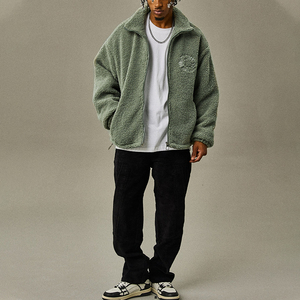 OEM Factory Custom Stand Collar Men's <b>Fleece</b> <b>Jacket</b> Embroidery Zip up Sherpa <b>Fleece</b> <b>Jacket</b> - Product Image 4