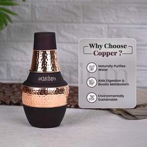 Bouteille en cuivre faite à la main avec un matériau en cuivre pur, un design élégant et étanche améliore la digestion - Product Image 2