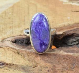 แหวน Charoite สีม่วงสไตล์ Boho 925แหวนพลอยเงินสเตอร์ลิงทำด้วยมือเครื่องประดับ June birthstone รูปไข่ของขวัญสำหรับวันเกิด - Product Image 4
