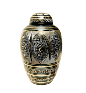 Urna de latón decorativa de diseño personalizado urnas de cremación de Metal de buena calidad recuerdo tallado a mano para cenizas humanas - Product Image 1
