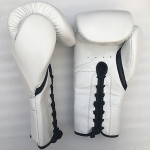 Guantes profesionales de cuero genuino de alta calidad para boxeo y ropa deportiva de muñeca con cordones MMA-Suministro directo al por mayor - Product Image 4