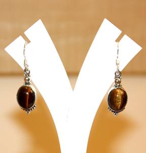 Pendientes Hechos a Mano de Plata de Ley 925 Étnicos con Forma Ovalada, Piedras de Cristal Curativas Turquesa, Joyería de Ojo de Tigre, Idea de Regalo - Product Image 3