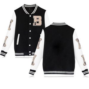 Blouson Bomber Homme Brodé Coupe-Vent Respirant Col Montant Hiver Streetwear Bordure en Fourrure de Mouton Tissu Tricoté en Laine - Product Image 1