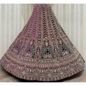 สั่งซื้อจำนวนมากผ้าปักลายสำหรับเจ้าสาว lehenga 12 kali ยาว5ม. แบบไม่มีตะเข็บเย็บแบบคู่ดูพปัตต้าแบบเต็มจาราและงานฝีมือ - Product Image 3