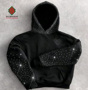 เสื้อฮู้ดถักไหมพรมฤดูหนาวผ้าฝ้าย 100% ระบายอากาศได้ดี แรงบันดาลใจจากกาแล็กซี่สีดำ พร้อมรายละเอียดประดับคริสตัลและงานปักลายนูน - Product Image 2