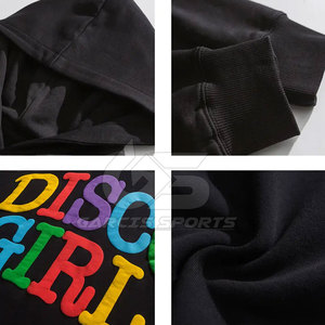 Sudadera con capucha con estampado de algodón mezclado para hombre a la moda con ilustraciones elevadas en 3D y capucha con cordón ajustable - Product Image 3