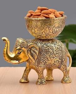 Elefante Urli Bowl Diseño étnico | Cuenco de elefante envejecido dorado decorativo de buena suerte | Portavelas | Caja de regalo de color | Urli Pot - Product Image 4