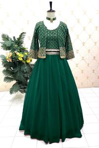 แจ็กเก็ตดูเหมือนใส่ไปงานปาร์ตี้ดีไซน์เนอร์,เสื้อ Lehenga ผ้าจอร์เจียแขนเต็มแขนสำหรับงานปัก - Product Image 4