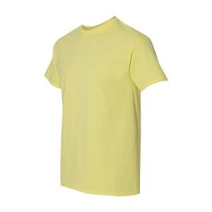 T-shirt à manches courtes en pur coton à col rond épais, ample, couleur unie, blanc, bas pour hommes et femmes, couleur unie - Product Image 6