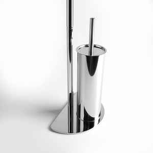 Chrome-Plated <b>Toilet</b> <b>Brush</b> <b>Holder</b> and Roll Stand with Half-Moon Base - Product Image 2