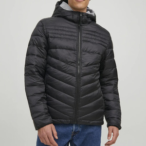 Chaqueta Acolchada Personalizada Unisex de Talla Grande, Transpirable, Resistente al Viento, de Invierno, Tejido Sólido, Cierre de Cremallera, Servicio OEM, con Capucha - Product Image 3