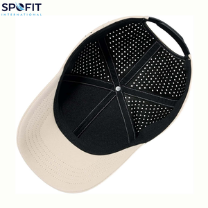 หมวกเบสบอลปักลาย6แผงตาข่ายกีฬากันน้ำสีทึบปรับได้2025ออกแบบได้ตามต้องการโลโก้ด้วยเลเซอร์ - Product Image 3