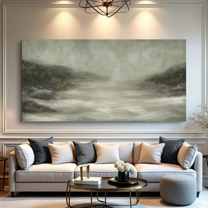 Minimalist Landscape Canvas Art Oil Painting Mountain Scene <b>Wall</b> Decor Indoor Modern Style with <b>Frame</b> - Product Image 3
