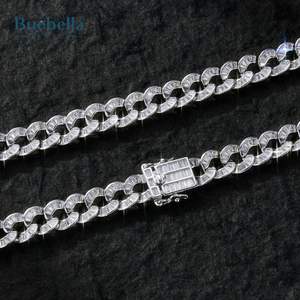 Gran oferta, cadena de eslabones cubanos de corte Baguette de 10mm de Plata de Ley 925 para hombres, joyería de moissanita - Product Image 4