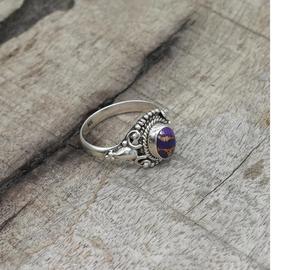 Purple Turquoise Gemstone <b>Ring</b> Women Handmade Bohemian Style Jewelry 925 Sterling Silver Elegant Solid Silver <b>Statement</b> <b>Ring</b> - Product Image 3