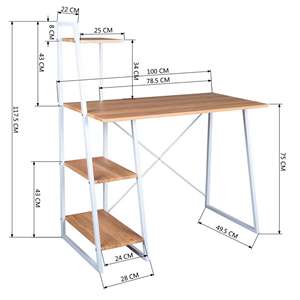 Escritorio para computadora Well Home de 100x49.5x75 cm en blanco y marrón haya con estanterías - Product Image 5