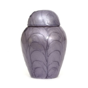 Urnas de recuerdo de cremación de latón de cúpula superior de alta calidad con urnas funerarias de Metal con acabado de esmalte púrpura para cenizas humanas - Product Image 1
