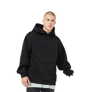 Sudadera con capucha de gran tamaño con hombros descubiertos 2024, Sudadera larga de cuello redondo bordada de algodón pesado para invierno - Product Image 3